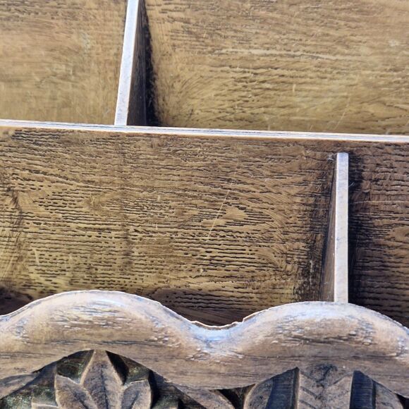 Vintage Lerner Desk Top Letter Mail File Holder Organizer Faux Wood Ornate USA - Picture 3 of 16